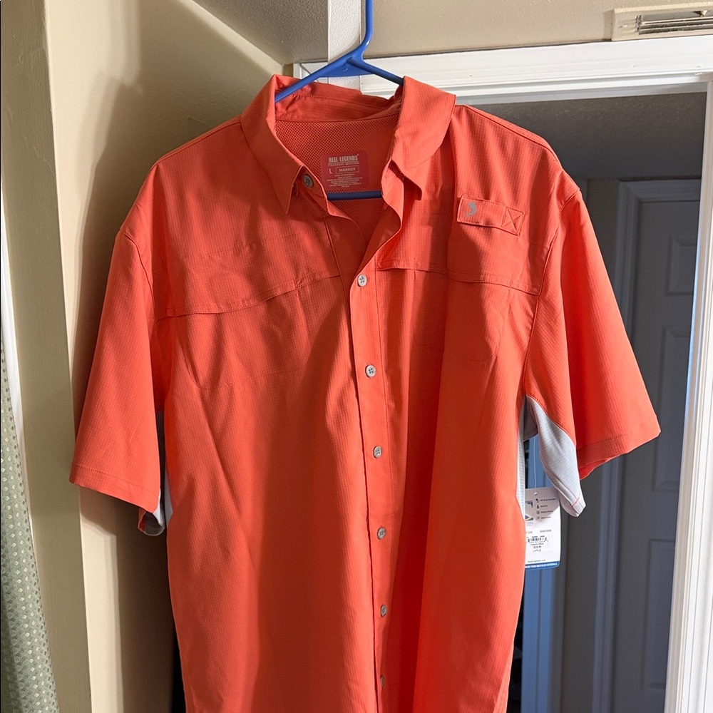 Reel Legends Men's Orange Casual Button-Down Shirt